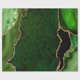 グリーン＆ゴールド 偽のグリッターアゲート ラッピングペーパー