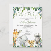 グリーン サファリ ベビーシャワー 招待状 (正面)
