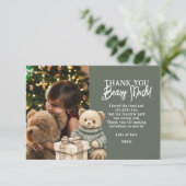 グリーン サンクス ビアリー クリスマス ベア サンキューカード (スタンド正面)