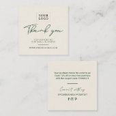 グリーン&サンドシンプルビジネスありがとうございました挿入 スクエア名刺 (正面/裏面)