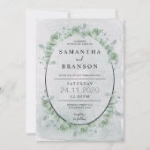 グリーン サークル リース ユーカリ ボタニカル 招待状 (正面)