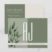 グリーン シェービング グリーン ウェディング セーブ ザ デート 案内ポストカード (正面/裏面)
