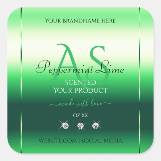 グリーン シマシマ プロダクト ラベル ラインストーン モノグラム (正面)