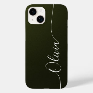 グリーン シマー エレガント カリグラフィー スクリプト 名前 Case-Mate iPhone 14ケース