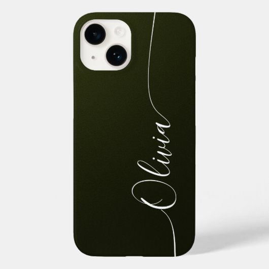 グリーン シマー エレガント カリグラフィー スクリプト 名前 Case-Mate iPhoneケース (裏面)