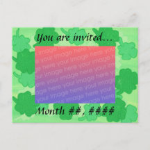 グリーン シャムロックのウェディング フォト 招待状 ポストカード