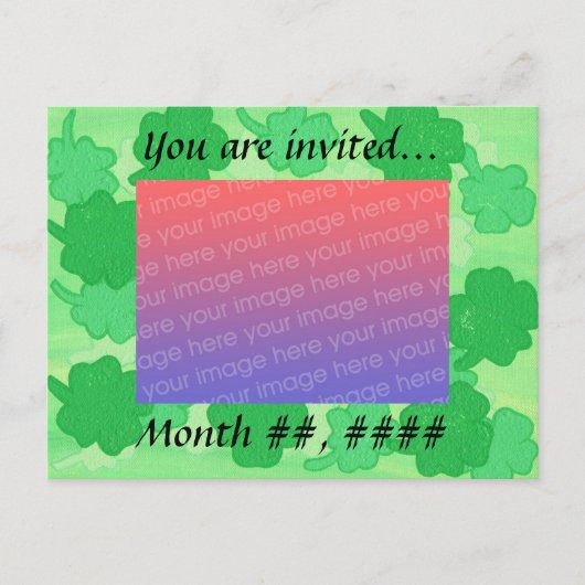 グリーン シャムロックのウェディング フォト 招待状 ポストカード (正面)