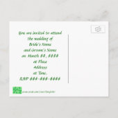 グリーン シャムロックの結婚式の写真招待状 ポストカード (裏面)