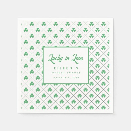 グリーン シャムロック セントパトリックのアイルランドの結婚前お披露目パーティー スタンダードカクテルナプキン (正面)
