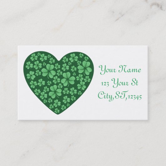 グリーン·シャムロック·ハート·セント·パトリックズ·デイ 名刺 (正面)