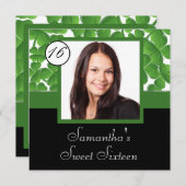 グリーン·シャムロック·フォト·sweet sixteen 招待状 (正面/裏面)
