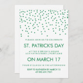 グリーン・シャムロック・紙吹雪オン・ホワイト・セント・パトリック・デイ 招待状 (正面/裏面)