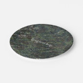 グリーン&シルバーアーミー迷彩柄スパークルグラムパーティー ペーパープレート (アングル)