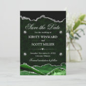 グリーン&シルバーグリッター大理石ゲート日付を保存 セーブザデート (スタンド正面)