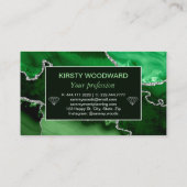 グリーン&シルバーフェイクグリッター大理石アゲート 名刺 (裏面)