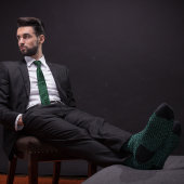 グリーン&シルバー水玉模様メディカルクロスドクターズ ネクタイ