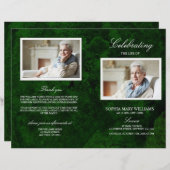 グリーン&シルバー葬儀プログラム |サービスの順序 (正面/裏面)