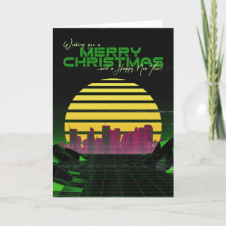 グリーン シンセウェーブ クリスマス カード