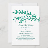 グリーン シンプル フォリア セーブ・ザ・デート インビテーション (正面)