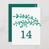 グリーン シンプル フォリア テーブル ナンバー ポストカード (正面/裏面)