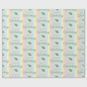 グリーン シーシェル ハッピー ウェディング テキスト レインボー ストライプ ラッピングペーパー (フラット)