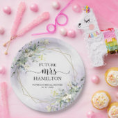 グリーン・ジオメトリック・パープル・ラベンダー ブライダルシャワー ペーパープレート (パーティー)