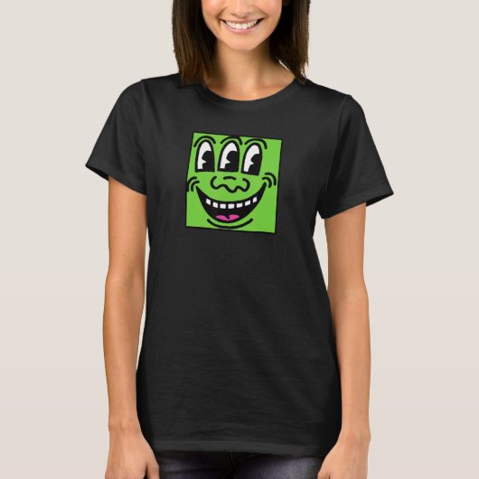 グリーン スクウォード 三つ目 顔 Tシャツ (正面)