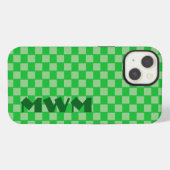 グリーン・スクエア・モノグラム・携帯ケース iPhoneケース (裏面横)