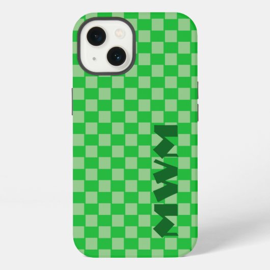 グリーン・スクエア・モノグラム・携帯ケース iPhoneケース (裏面)