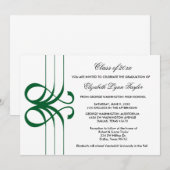 グリーン スクロール エッジ 卒業発表 招待状 (正面/裏面)