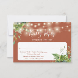グリーン ストリング ライト テラコッタ ウェディング 出欠カード