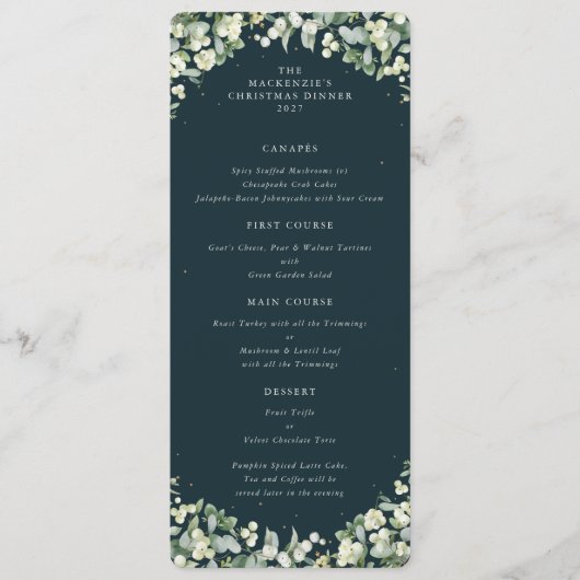 グリーン スノーベリー クリスマス ディナー フラット 4 コース メニュー (正面)