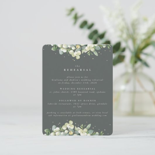 グリーン・スノーベリー+ユーカリ結婚ズリハーサル エンクロージャーカード (スタンド正面)