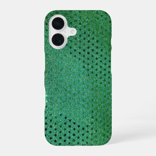 グリーン・スパンコールの輝き iPhone 16ケース (裏面)