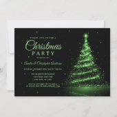 グリーン スパークル ライト ツリー クリスマス パーティー 招待状 (正面)