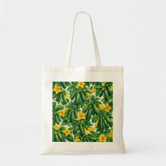 グリーン・ズッキーニの花の植物画水彩画 トートバッグ (正面)