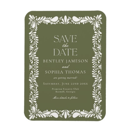 グリーン タレヴェラ タイル スペイン フィエスタ Save the Date マグネット (縦)