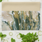 グリーン&タン抽象芸術キッチンタオル キッチンタオル (折り畳み)