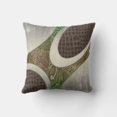 グリーン/タン抽象芸術スネークスキンクロック枕 クッション (裏面)