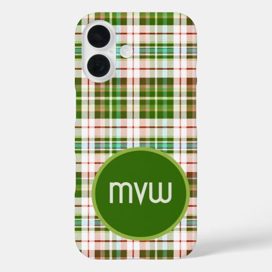 グリーン タン タートル チェック柄 オーダーメイド iPhoneケース Case-Mate iPhoneケース (裏面)