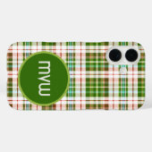 グリーン タン タートル チェック柄 オーダーメイド iPhoneケース Case-Mate iPhoneケース (裏面 (横))