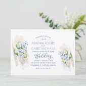 グリーン＆ダスティーブルー ユーカリ ラスティックウッド ウェディング 招待状 (スタンド正面)