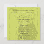 グリーン·ダマスクが花束の結婚式への招待を放る 招待状 (裏面)