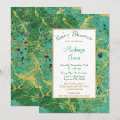 グリーン ティール ゴールド ニュートラル ベビーシャワー 招待状 (正面/裏面)