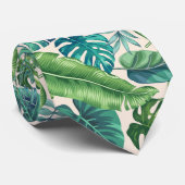 グリーン&ティール（緑がかった色）トロピカルパームバナナモンステラ葉ズ ネクタイ (ロール)