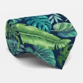 グリーン&ティール（緑がかった色）トロピカルパームバナナモンステラ葉ズ ネクタイ (ロール)