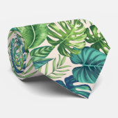グリーン&ティール（緑がかった色）トロピカルパームバナナモンステラ葉ズ ネクタイ (ロール)