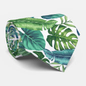 グリーン&ティール（緑がかった色）トロピカルパームバナナモンステラ葉ズ ネクタイ (ロール)