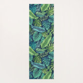 グリーン&ティール（緑がかった色）トロピカルパームバナナモンステラ葉ズ ヨガマット (裏面)