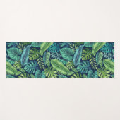 グリーン&ティール（緑がかった色）トロピカルパームバナナモンステラ葉ズ ヨガマット (正面(横))